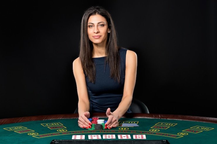 Evolution Gaming live-dealer studio with multi-camera setup and professional dealers